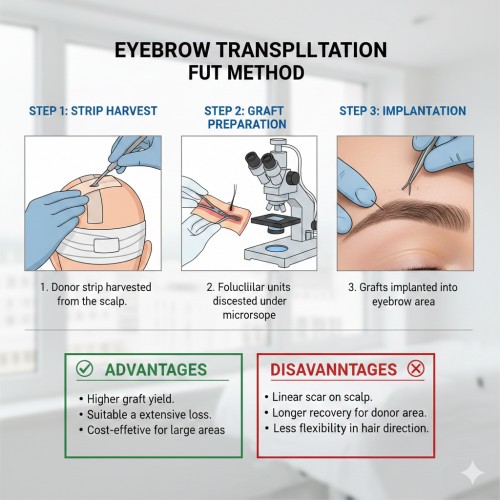 بررسی مراحل کاشت ابرو به روش FUT